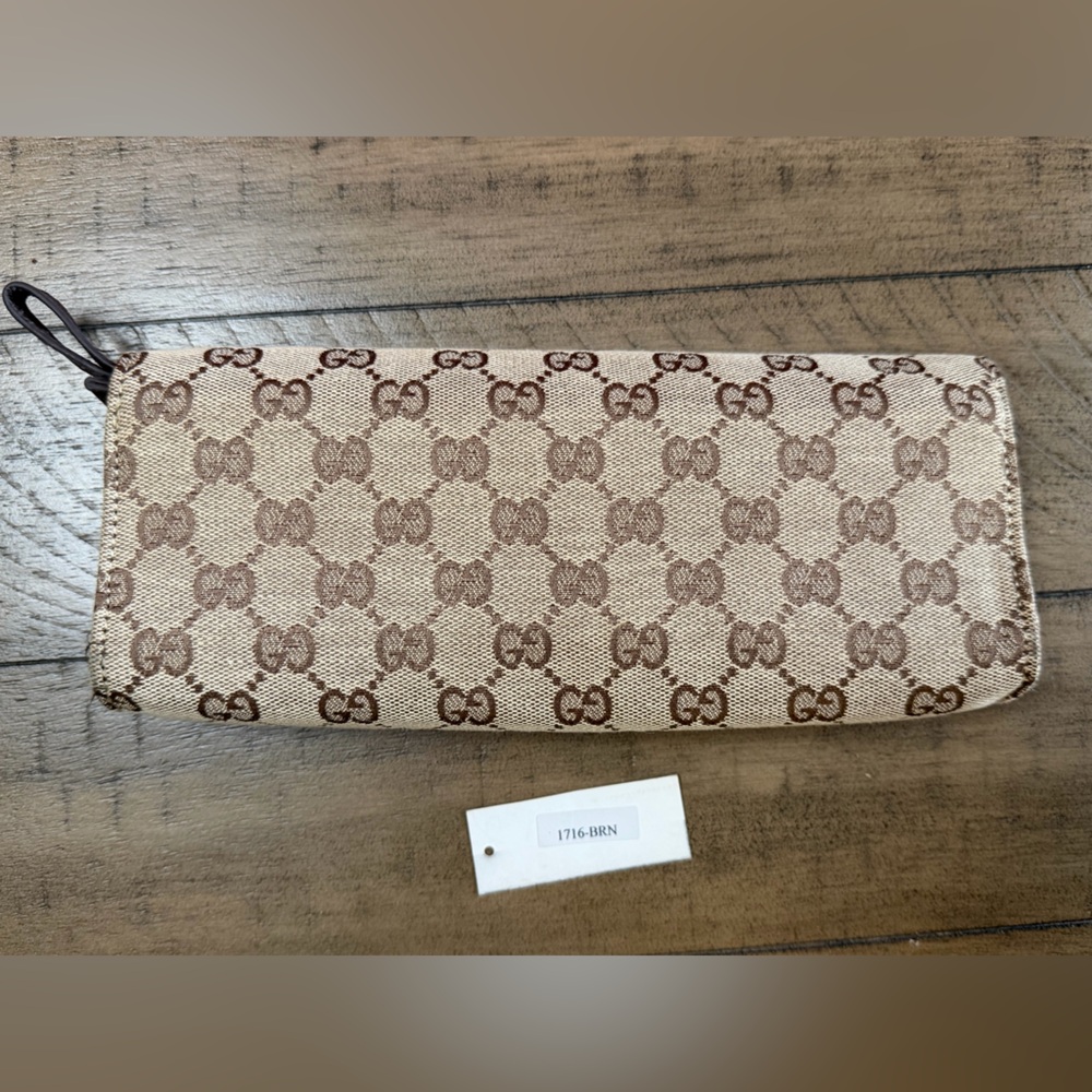 Gucci Wallet Purse Brown Beige Unisex, Vintage - Picture 7 of 12